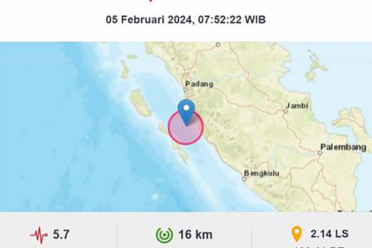 BREAKING NEWS : Gempa Bumi 5,7 SR Guncang Sumbar Hingga Dirasakan Wilayah Mukomuko Bengkulu