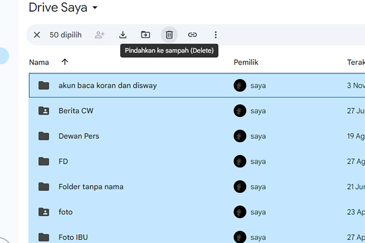 2 Cara Mudah Menghapus Semua File Google Drive Sekaligus Agar Penyimpanan Jauh Lebih Lega