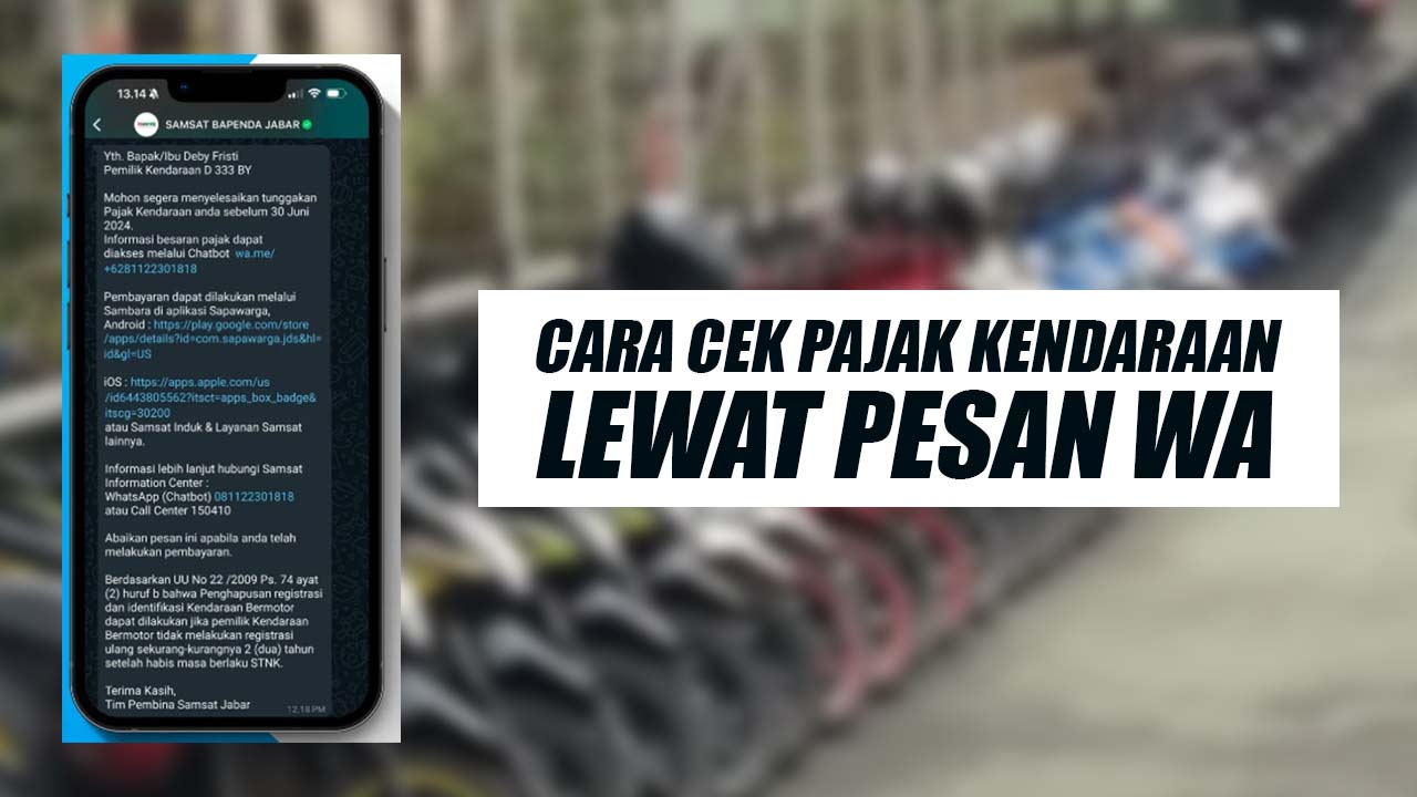 Cara Cek Pajak Kendaraan Lewat Pesan WA, Tapi Hanya di Daerah Ini