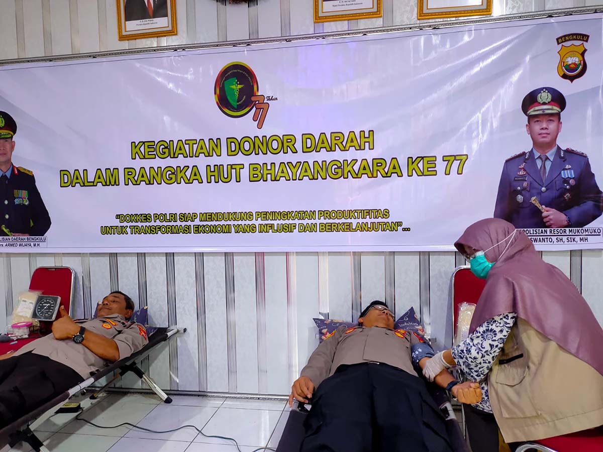 Polres Mukomuko Kumpulkan 118 Kantong Darah 