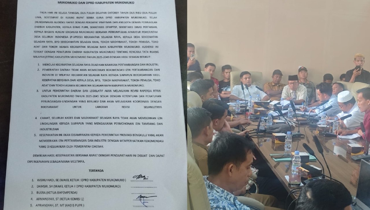 Warga Selagan Raya dan Dewan Sepakati 5 Poin Terkait Penolakan Isi Perda RTRW