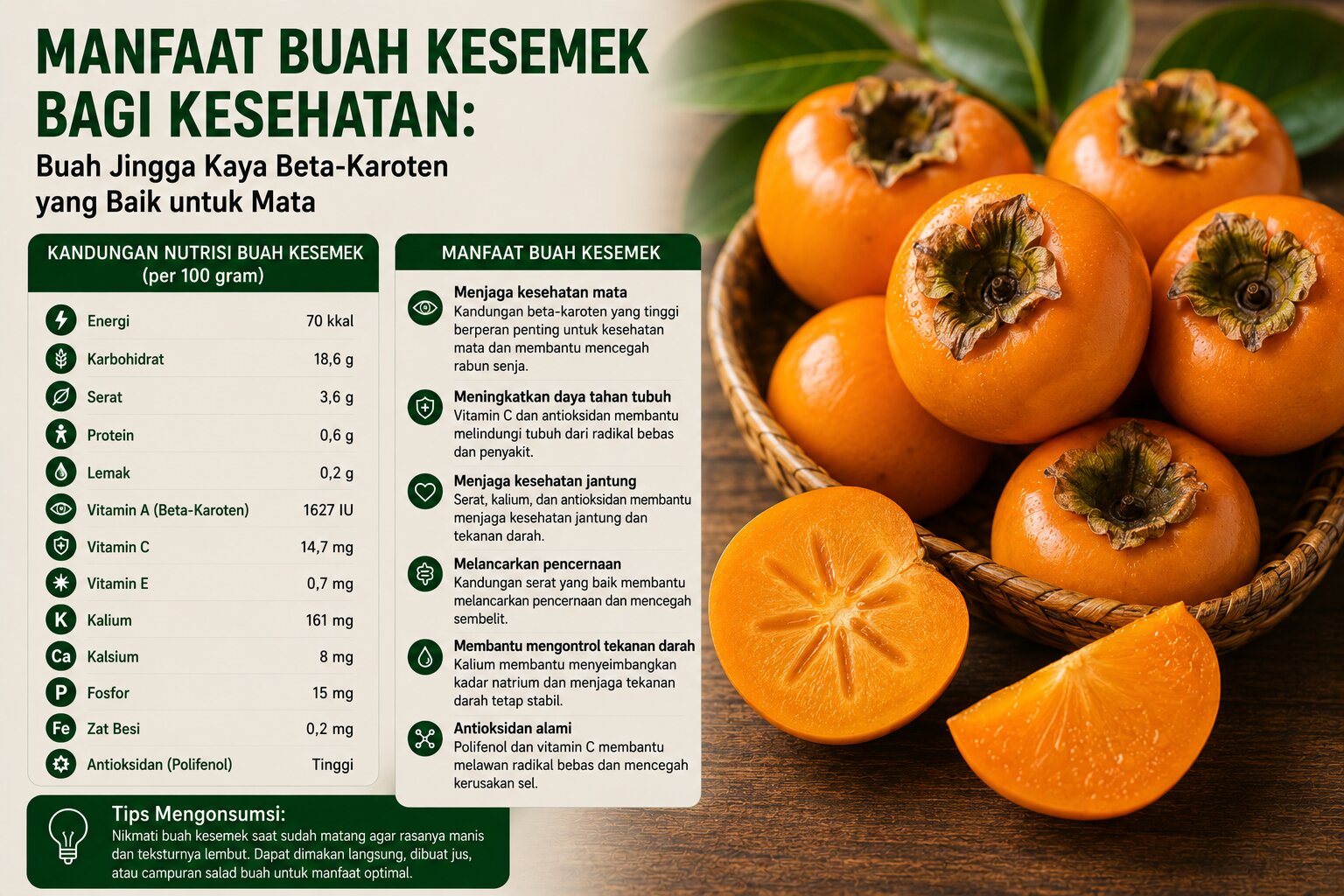 Manfaat Buah Kesemek bagi Kesehatan: Buah Jingga Kaya Beta-Karoten yang Baik untuk Mata