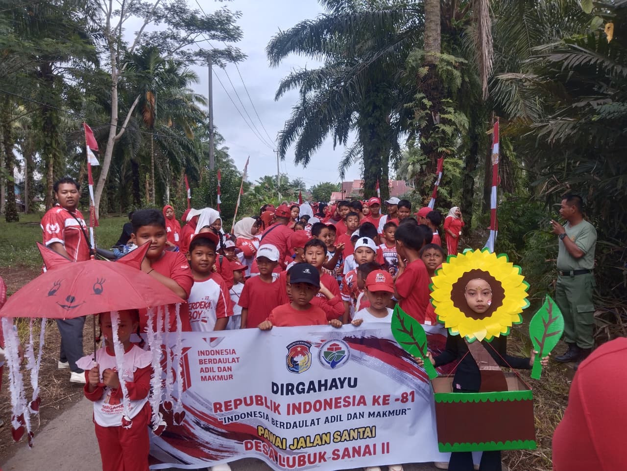 Semarak HUT RI Ke-81, Acara Jalan Santai di Desa Lubuk Sanai Dua Sukses 