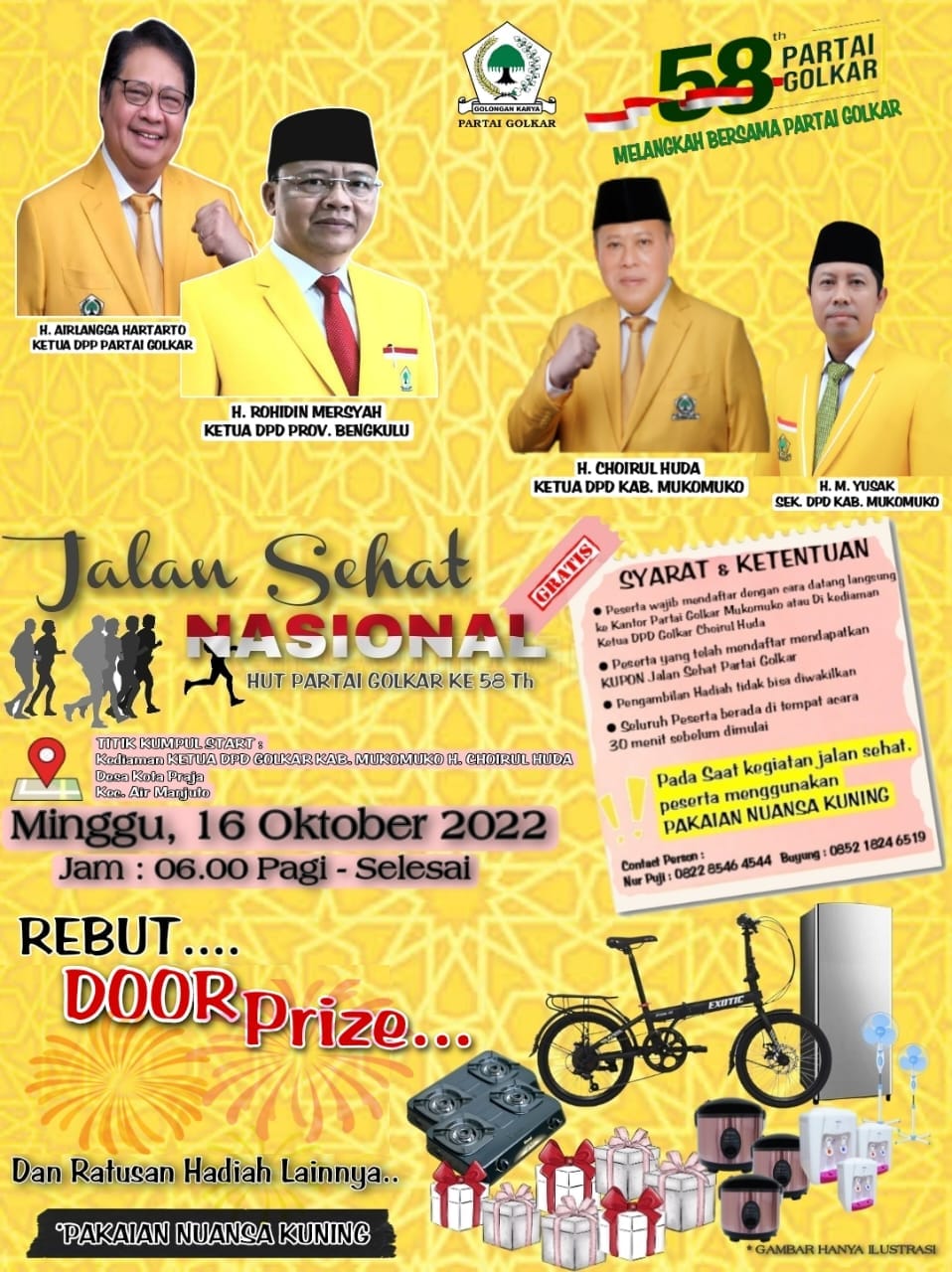 DPD Golkar Gelar Jalan Sehat Bertabur Doorprize