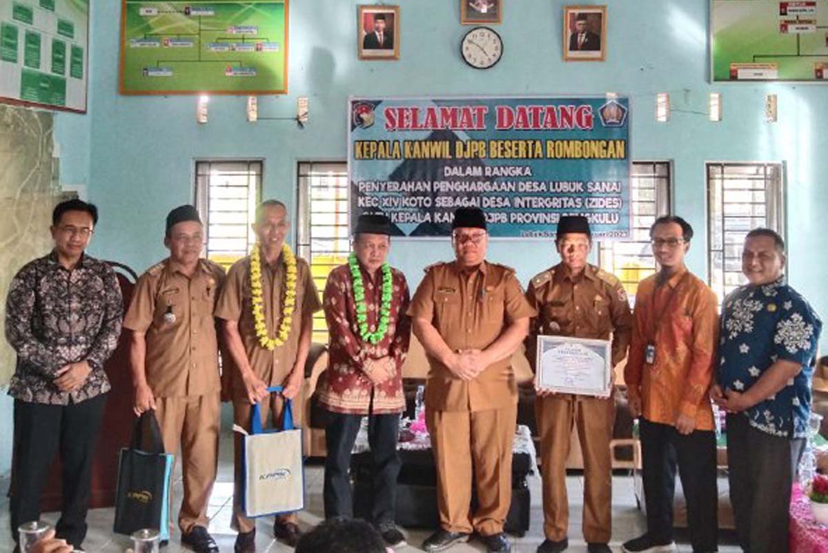Ini yang Pertama, Lubuk Sanai Raih Penghargaan Desa Integritas dari Kanwil DJPB Provinsi Bengkulu 