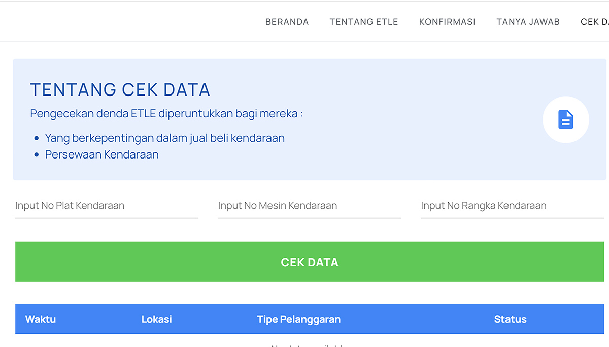 Cara Mengecek Kendaraan Apakah Kena Tilang Elektronik atau Tidak