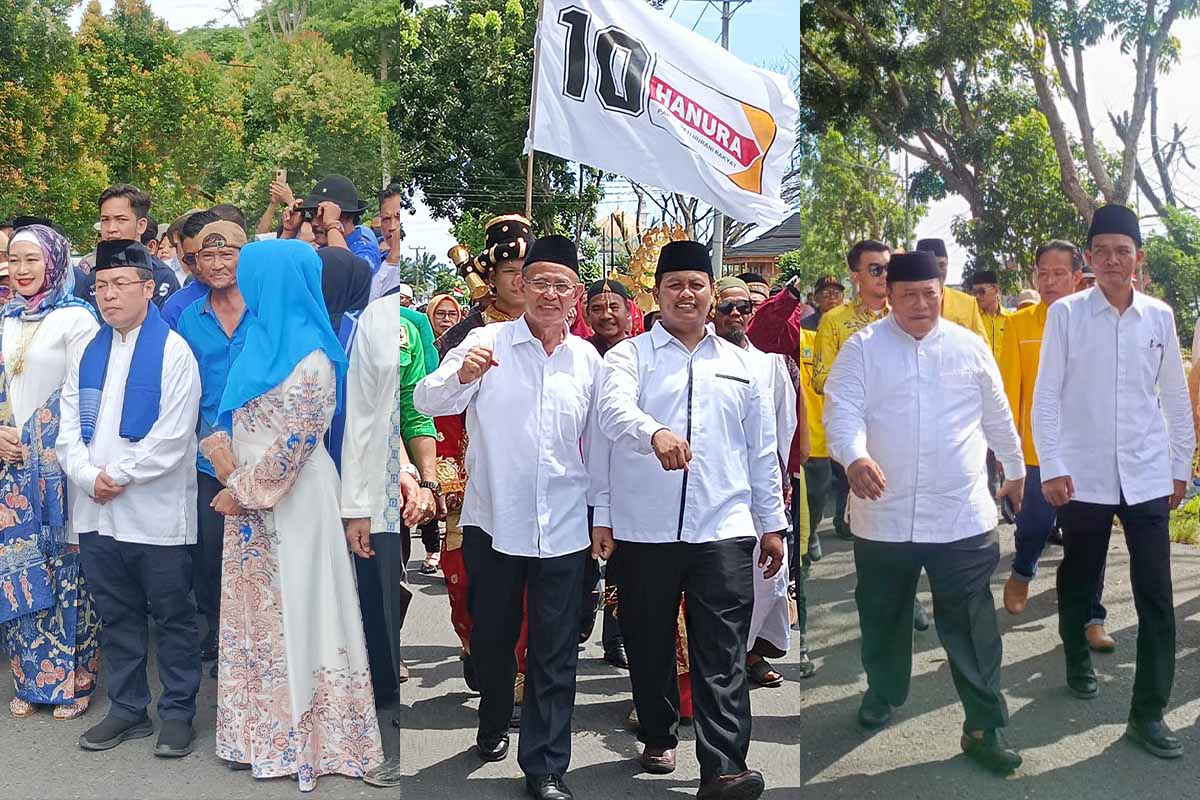 Sapuan, Renjes dan Choirul Huda Pamer Kekuatan Massa Saat Mendaftar ke KPU Mukomuko