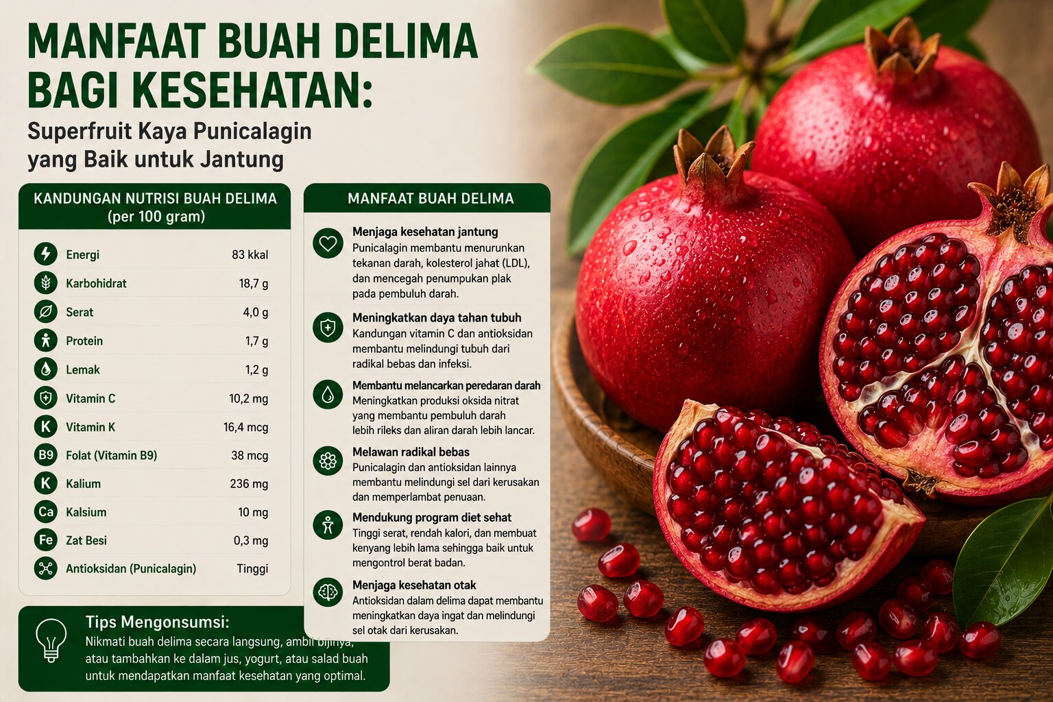 Manfaat Buah Delima bagi Kesehatan: Superfruit Kaya Punicalagin yang Baik untuk Jantung