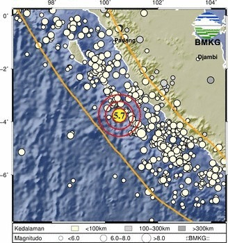 Gempa Bumi 5,7 SR Guncang Mukomuko, Bergini Peringatan BMKG