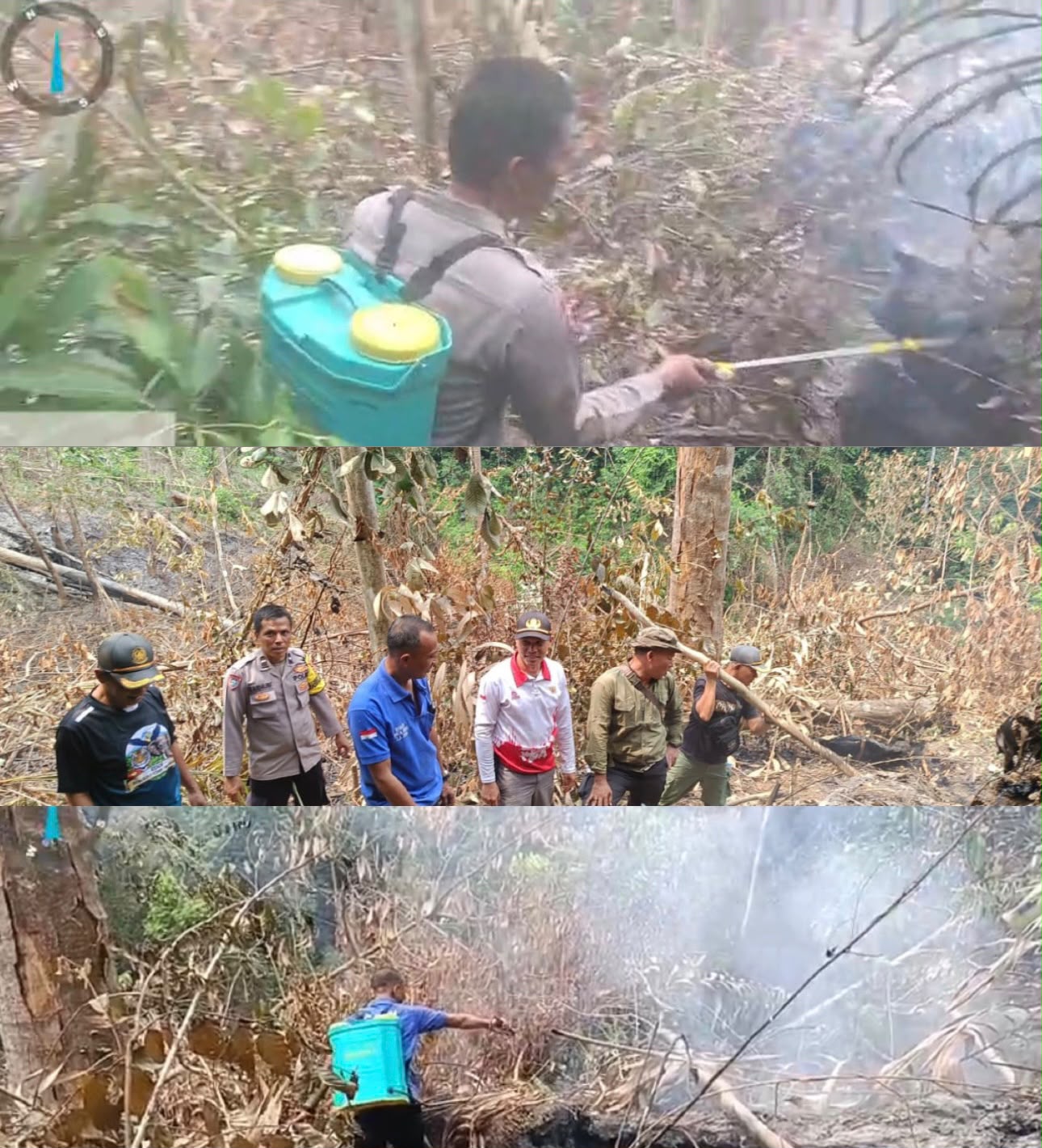 Dengan Peralatan Sederhana, Polisi dan Masyarakat Berhasil Padamkan Kebakaran Lahan di Sendang Mulya