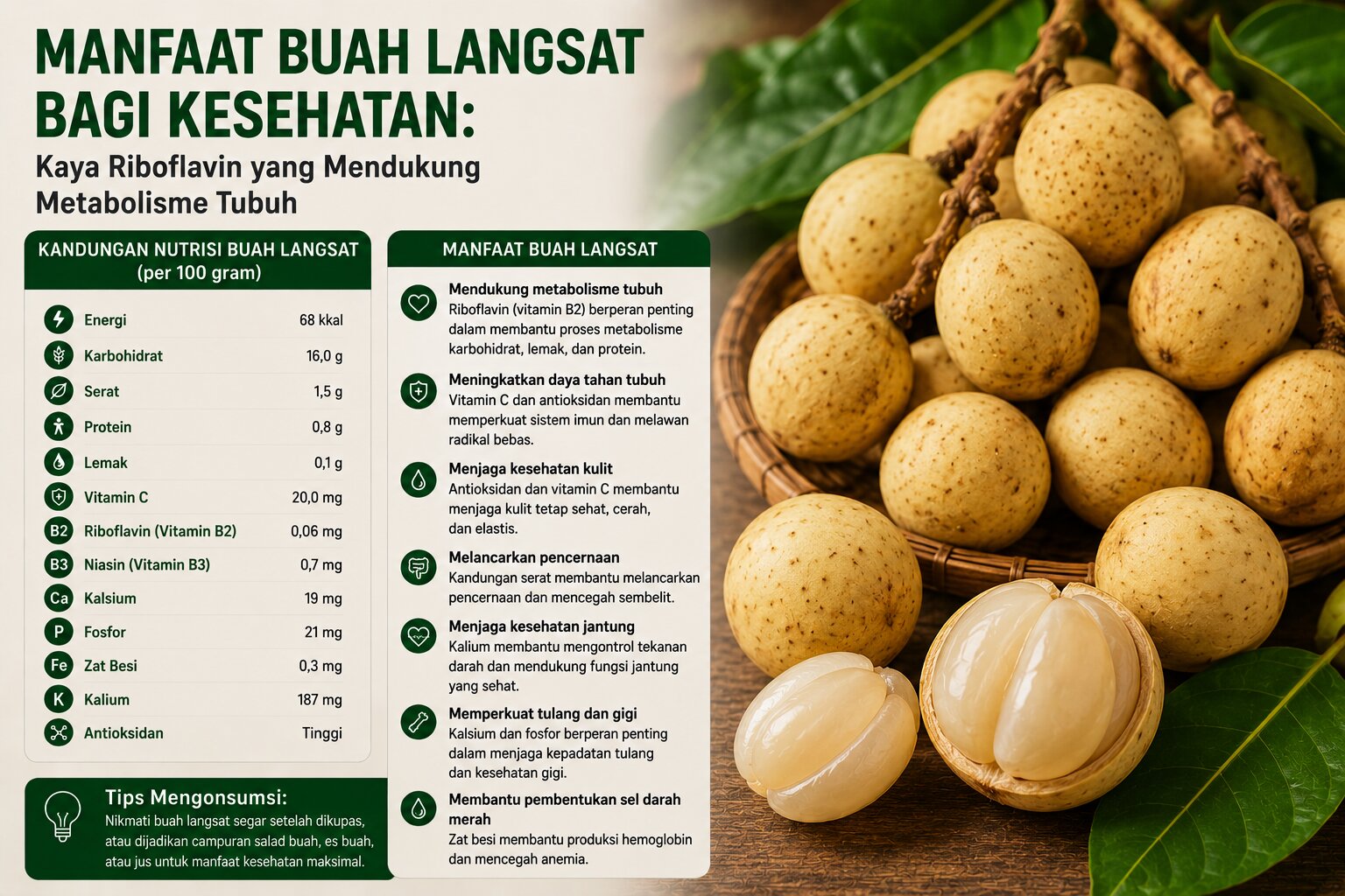 Manfaat Buah Langsat, Kaya Riboflavin yang Mendukung Metabolisme Tubuh
