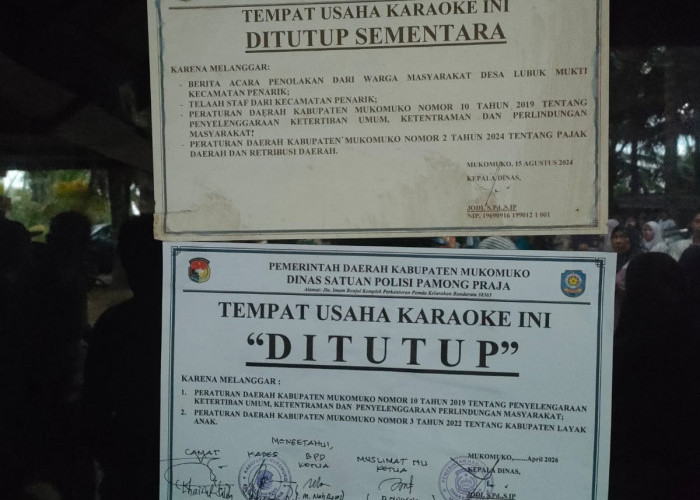 Setelah Warga Marah, Tempat Hiburan Karaoke Di Mukomuko Ditutup Permanen