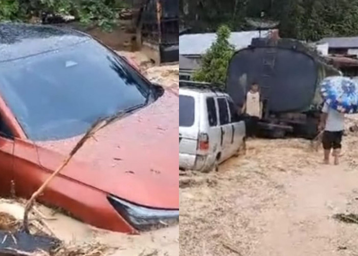 Penampakan, Mobil Mewah Hingga Fuso Tertanam Dalam Lumpur, Banjir Bandang Sumbar