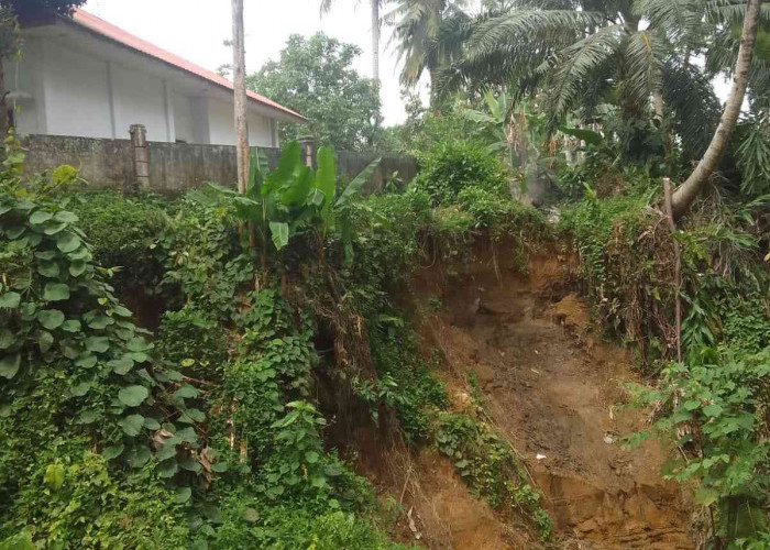 Terdampak Longsor, Bangunan Rawat Inap Puksesmas Lubuk Pinang Terancam Terjun ke Jurang