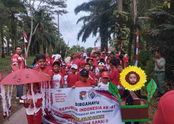 Semarak HUT RI Ke-81, Acara Jalan Santai di Desa Lubuk Sanai Dua Sukses Digelar