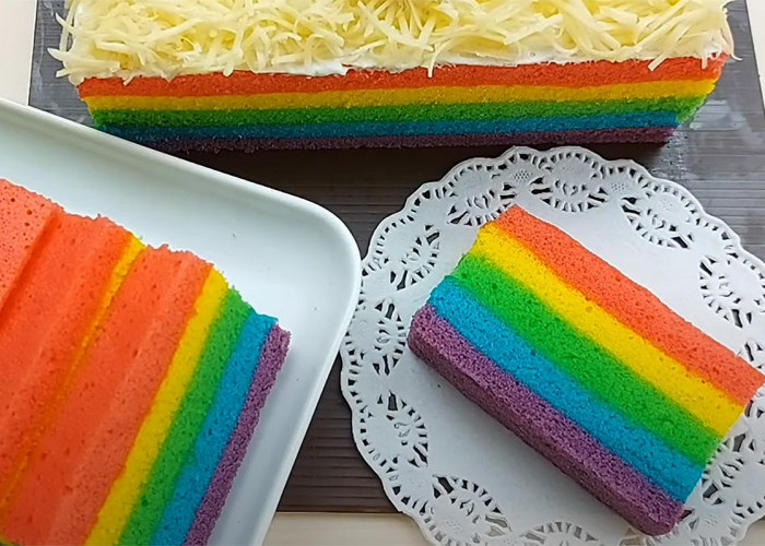 Resep Rainbow Cake Kukus Super Lembut, Hasilnya Cantik dan Enak Anti Gagal