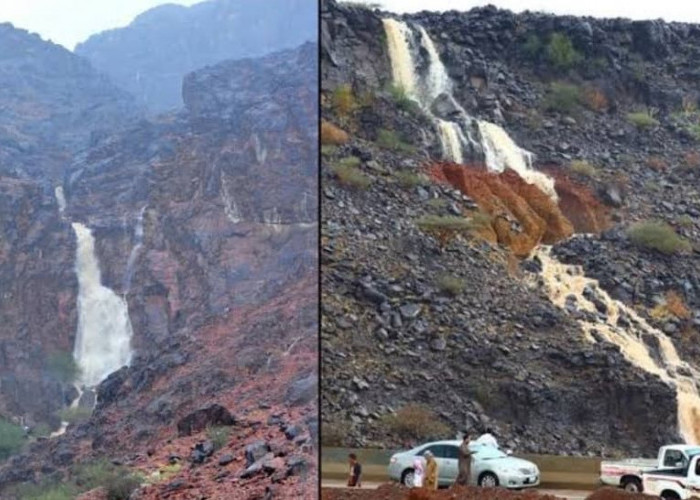 Kumunculan Air Terjun di Gunung Uhud Madinah Pertanda Kiamat