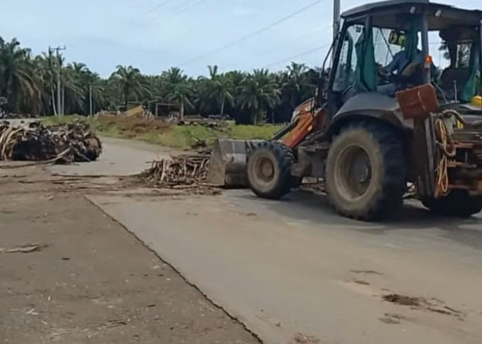 Jalan Provinsi Tertutup Material Banjir, Perusahaan Turunkan Alat Berat