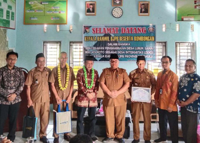 Ini yang Pertama, Lubuk Sanai Raih Penghargaan Desa Integritas dari Kanwil DJPB Provinsi Bengkulu 