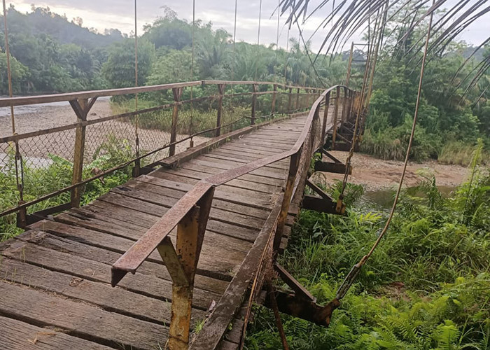 Dibangun Oleh Ichwan Yunus, Jembatan Akses Menuju Persawahan Warga Talang Buai Rusak Parah Dimakan Usia