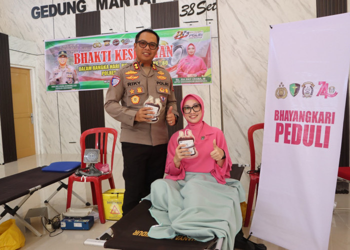Polres Mukomuko Sumbang 32 Kantong Darah untuk Masyarakat melalui Bakti Kesehatan HUT Bhayangkara ke-80