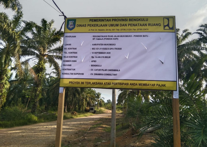 Rekanan Pastikan Pekerjaan Kontruksi Jalan Pondok Batu - Yamaja Mukomuko Sesuai Standarisasi Teknis 