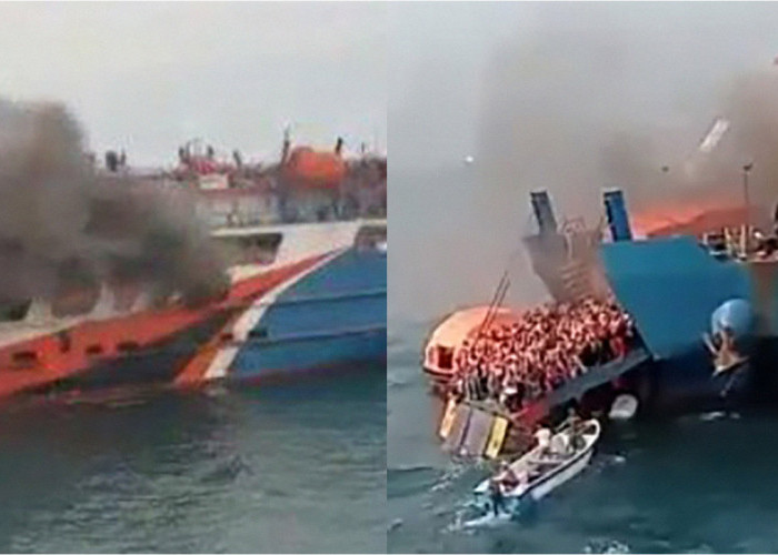Kapal Ferry Tebakar Antara Merak - Bakauhuni Dekat Pulau Tempurung, Begini Nasib Penumpang Po Raflesia