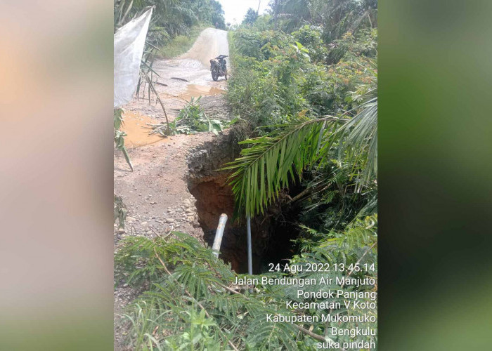 Hati-hati Jalan Provinsi di Desa Pondok Panjang Amblas