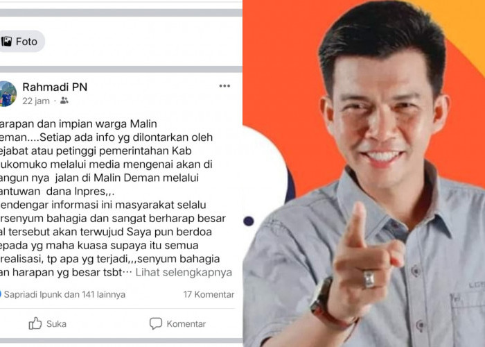 Postingan Mantan Cawabup Mukomuko Terkait Dana Inpres Bikin Kesal Masyarakat, Diduga Bernuansa Provokatif