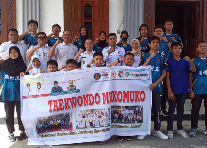 Bupati Sapuan Restui Keberangkatan 18 Atlet Taekwondo Mukomuko, Ikuti Kejurnas Piala Menpora 2024