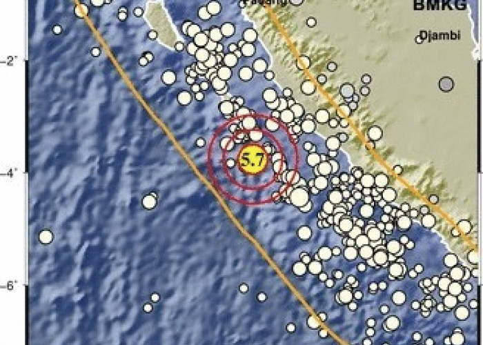 Gempa Bumi 5,7 SR Guncang Mukomuko, Bergini Peringatan BMKG