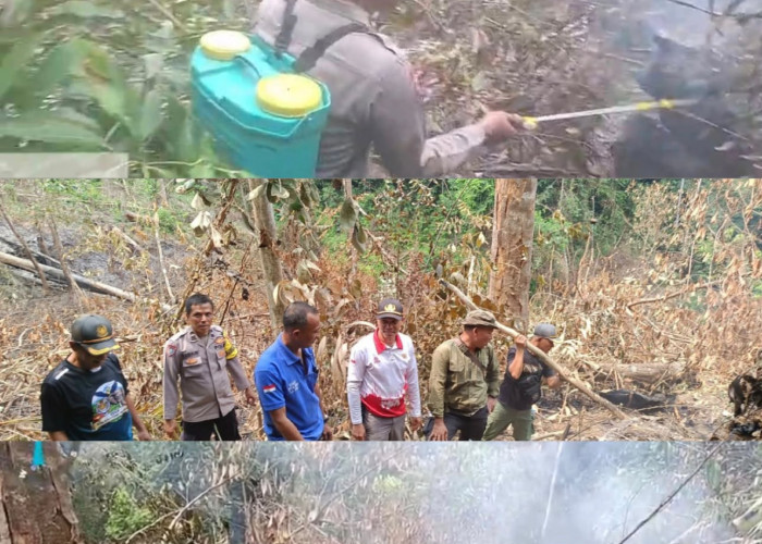 Dengan Peralatan Sederhana, Polisi dan Masyarakat Berhasil Padamkan Kebakaran Lahan di Sendang Mulya