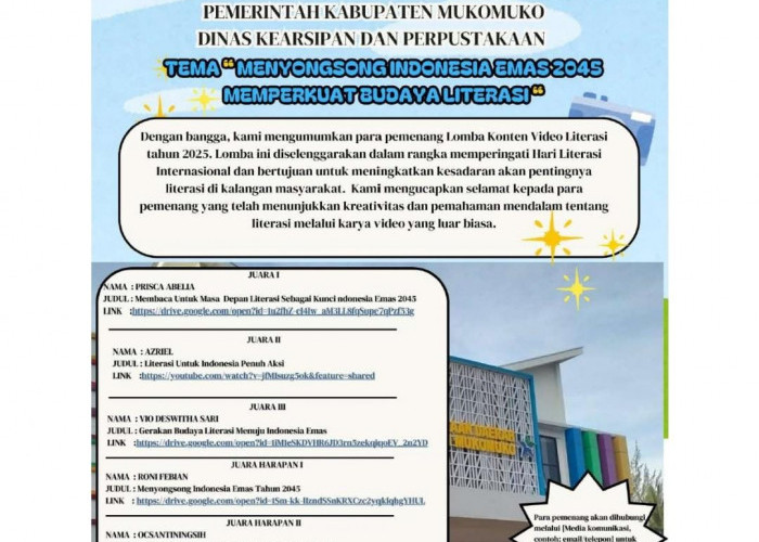 Mungkin Anda! Ini Pemenang Lomba Video Literasi Pemkab Mukomuko 2025