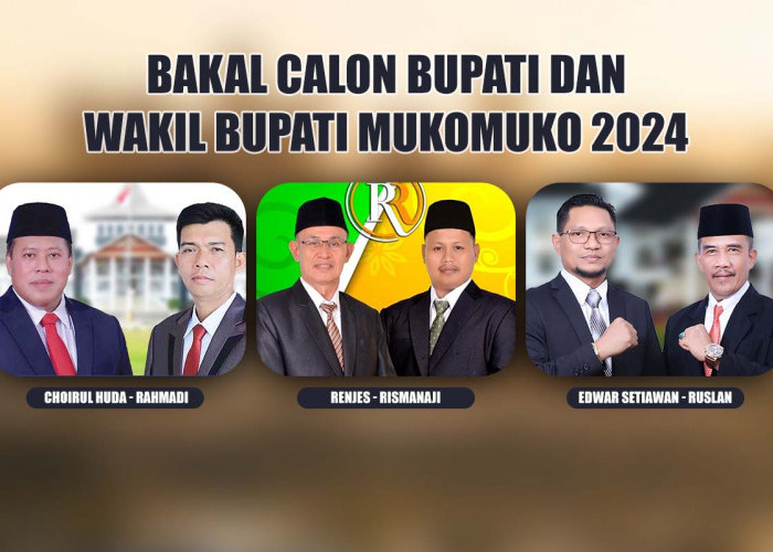 Tiga Bakal Calon Bupati dan Wakil Bupati Mukomuko Sudah Tetapkan Hari Daftar ke KPU, Berikut Jadwalnya! 